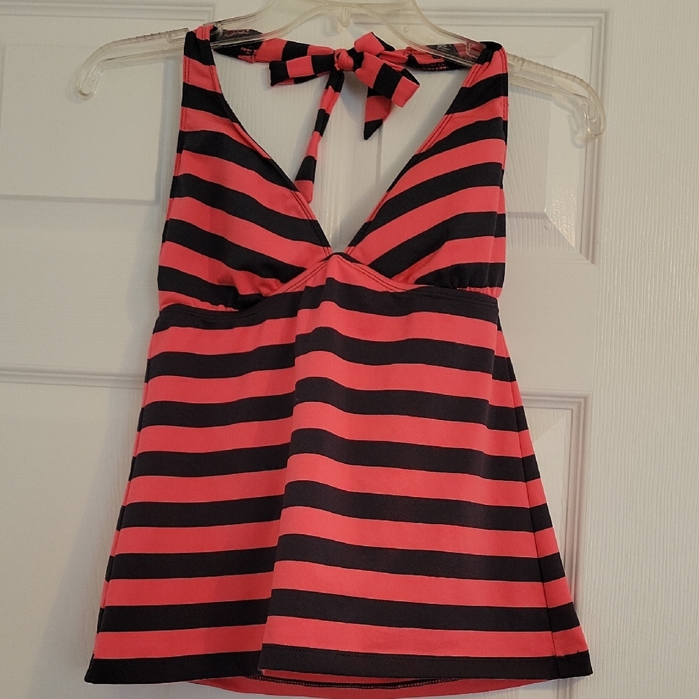 Mossimo Supply Co. Dark Gray and Coral Pink Halter Swim Top
